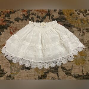 Waimari Large White Linen Lace Trim Skirt